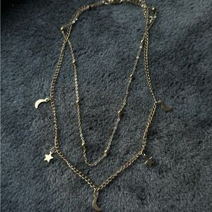 Gold Star and Moon Layered Necklace